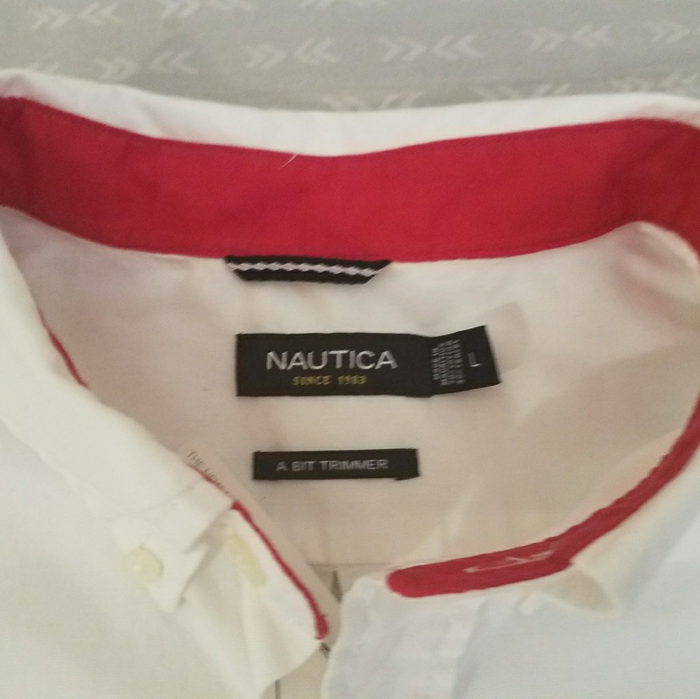 Nautica Tri-Color Block Elbow Patch Button Down L - image 6